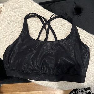Black shiny Lululemon Energy sports bra